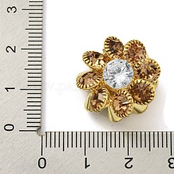 真鍮スモークトパーズラインストーンビーズ  カドミウムフリー＆鉛フリー  花  ゴールドカラー  18.5x12.5mm  穴：1mm&nbsp;KK-I715-26S-01