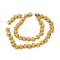 合成非磁性ヘマタイトビーズを電気めっき  スター  黄金メッキ  7.5x7x3.5mm  穴：1mm  約44~61個/連  11.02インチ（28cm）〜15.55インチ（39.5cm）&nbsp;G-I317-03A