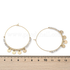 304ステンレススチール天然ラブラドライトシャンデリアピアス  イオンプレーティング（ip）  52x43.5x2.5mm  ピン：0.8mm&nbsp;EJEW-Z089-36G-02