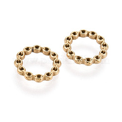 304ステンレススチールビーズ  リング  14KGP本金メッキ  10x1.5mm  穴：7mm&nbsp;STAS-T069-91G