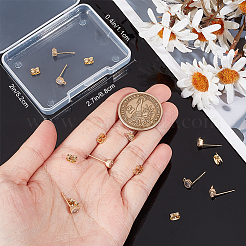 10Pcs Flat Round Brass Cubic Zirconia Stud Earring Findings&nbsp;KK-BBC0012-73
