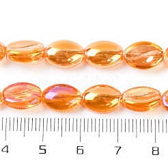 電気メッキガラスビーズセット  虹メッキ  コー​​ヒー豆  オレンジ  10.5~11x8x5mm  穴：1mm  約60個/連  25.20''（64センチメートル）&nbsp;EGLA-B005-01A-FR01