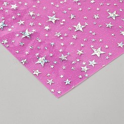PUレザー生地  スター模様の長方形  サクランボ色  334x198x0.5mm&nbsp;DIY-WH20055-087C
