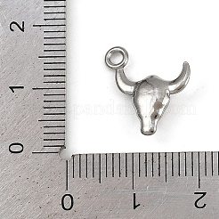 304ステンレススチールチャーム  牛の頭のチャーム  変色防止  ステンレス鋼色  14x14.5x4mm  穴：1.8mm&nbsp;STAS-F317-11P