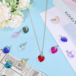 48Pcs 12 Styles Heart Glass Pendants&nbsp;PALLOY-GO00029