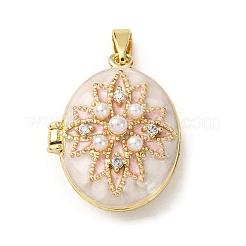 Brass Micro Pave Clear Cubic Zirconia Locket Pendants&nbsp;KK-F912-03G