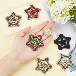 6個 6色 コンピューター刺繍布 縫い付けパッチ  マスクと衣装のアクセサリー  アップリケ  ラインストーン付き  中空スター  ミックスカラー  52x54x7mm  1pc /カラー&nbsp;DIY-FG0002-37