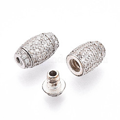 925 Sterling Silver Micro Pave Clear Cubic Zirconia European Clasps&nbsp;STER-T007-143P