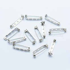 アイアン製ブローチパーツ  バックバーピン  25x5x6穴付き  プラチナ  2mm  穴：[1]mm&nbsp;IFIN-E723-25mm-P