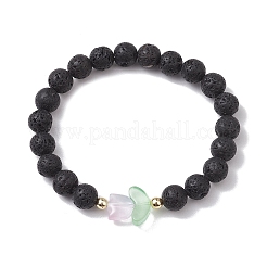Natural Lava Rock Round Beaded Stretch Bracelets&nbsp;BJEW-JB10207