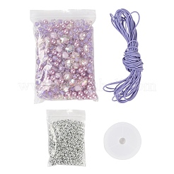 1 Bag 480Pcs Purple Transparent/Imitation Pearl Acrylic Beads&nbsp;DIY-LS0003-03