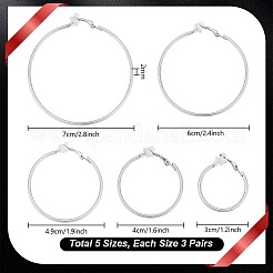 15ペア5スタイルの合金クリップオンイヤリング  プラチナ  29.5~70x2mm  3ペア/スタイル&nbsp;EJEW-PH0001-60