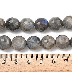 天然石ラブラドライトビーズ連売り  ファセット（128ファセット）  ラウンド  12mm  穴：1.4mm  約32個/連  15.04インチ（38.2cm）&nbsp;G-L642-F07-12mm