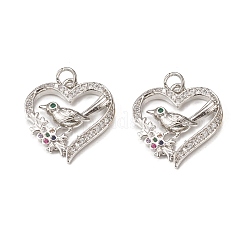 Brass Micro Pave Cubic Zirconia Bird Pendants&nbsp;KK-E068-VB009