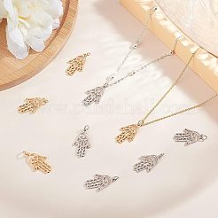 ステンレスペンダント201個  ハムサの手/ミリアムの手と目  ゴールデン·ステンレス鋼色  21.5x13x1mm  穴：3mm  2色  6個/カラー  12個/箱&nbsp;STAS-UN0019-48