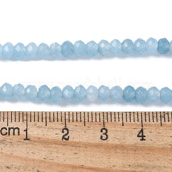 染め天然マレーシアジェイド翡翠ロンデルビーズ連売り  多面カット  空色  4x2~3mm  穴：1mm  約110~115個/連  14インチ&nbsp;G-E316-2x4mm-64