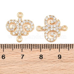 真鍮製マイクロパヴェクリアキュービックジルコニアコネクターチャーム  フルール・ド・リスのリンク  18KGP本金メッキ  17.5x15.5x2.5mm  穴：1mm&nbsp;CU-CBA7BFE-03A-G