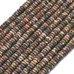 フロスト加工の天然ヒョウ皮ジャスパービーズ連売り  ロンデル  6x2mm  穴：1mm  約150~160個/連  14.57~14.96''（37~38センチメートル）&nbsp;G-K389-C30-01