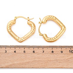304ステンレススチール製ハートフープピアス（女性用）  ゴールドカラー  30.5x32x5mm  ピン：21x1~1.5mm&nbsp;EJEW-A125-27G