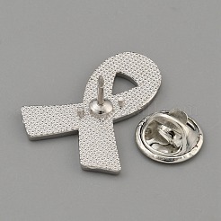 啓発リボン亜鉛合金エナメルピン  洋服用  プラチナ  オレンジ  26x21mm&nbsp;JEWB-WH0021-62F