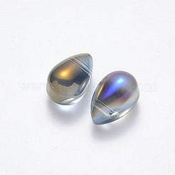 透明スプレー塗装ガラスチャーム  ABカラーメッキ  ティアドロップ  ダークスレートブルー  9x6x6mm  穴：1mm&nbsp;GLAA-R211-03-D01