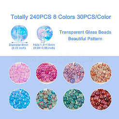 240Pcs 8 Colors Transparent Baking Paint Glass Beads&nbsp;GLAA-TA0001-18