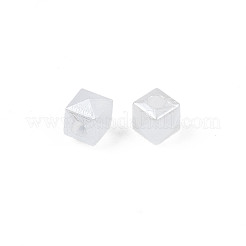 ABSプラスチックパール調ビーズ  キューブ  乳白色  4x4x4mm  穴：1.2mm  約16700個/500g&nbsp;OACR-N008-112