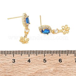 Brass Pave Cubic Zirconia Stud Earring Findings&nbsp;KK-C172-07G