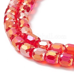 Ab色のメッキガラスビーズ  ファセットバレル  レッド  8x8mm  穴：1mm&nbsp;GLAA-F108-12B-05