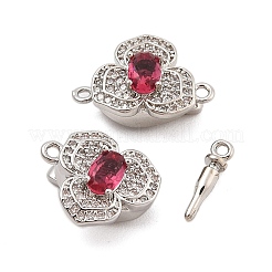 Brass Micro Pave Clear Cubic Zirconia Box Clasps&nbsp;KK-C075-21P