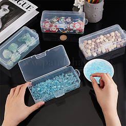 透明プラスチック収納ボックス  ヒンジ付き蓋付きビーズコンテナ  長方形  透明  16.5x7.54x4.7cm&nbsp;CON-WH0094-35A
