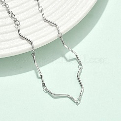 ツイスト304ステンレススチールリンクバーチェーンブレスレット（女性用）  ステンレス鋼色  内径：6.30インチ（16cm）&nbsp;BJEW-D456-04P