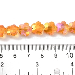 電気メッキガラスビーズセット  スモモの花  オレンジ  10x10x5mm  穴：1mm  約70個/連  25.83''（65.6センチメートル）&nbsp;EGLA-B006-04A-HR01