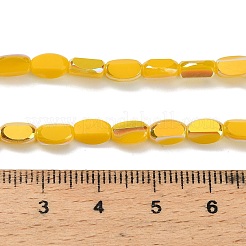 電気メッキオペークガラスビーズ  オーバル  多面カット  半分メッキ  ゴールド  6.5~7x4~4.5x3mm  穴：0.8mm  約47~48個/連  12.52~12.91''（31.8~32.8センチメートル）&nbsp;EGLA-H112-06-HR03
