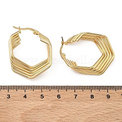 Multilayer Polygon 201 Stainless Steel Hoop Earrings&nbsp;EJEW-D354-06G