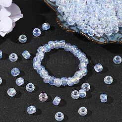 UVメッキアクリルビーズ500個。  大穴ビーズ  虹色の  ロンデル  透明  9x6mm  穴：4mm&nbsp;OACR-SP0001-85B