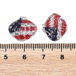 独立記念日透明エポキシ樹脂＆グリッターパウダーカボション  シェル形状  レッド  14x16x4.5mm&nbsp;RESI-G132-02