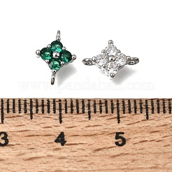 Brass Pave Cubic Zirconia Flower Links Connector Charms&nbsp;KK-K427-04P