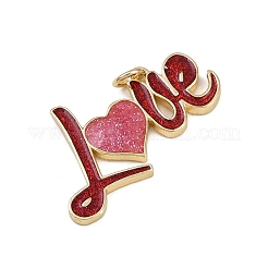 Word Love Theme Brass Enamel Pendants&nbsp;KK-B150-19G-02