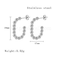 304ステンレススチール製オーバルスタッドピアス  女性用ハーフフープピアス  ステンレス鋼色  28x17mm&nbsp;JR0497-2