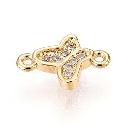 Brass Micro Pave Clear Cubic Zirconia Connector Charms&nbsp;KK-T075-29G