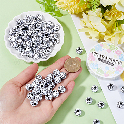 サッカーアクリルビーズブレスレットのDIYキット  ブラック  12mm  穴：4mm&nbsp;DIY-SC0028-29