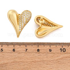 Heart Brass Micro Pave Clear Cubic Zirconia Stud Earrings&nbsp;EJEW-R025-10G