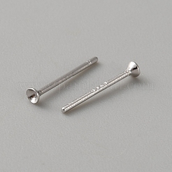 925スターリングシルバースタッドピアスのセッティング  プラチナ  トレイ：1.8mm  12x2mm  ピン：0.8mm&nbsp;STER-WH0007-09A-P