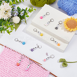 Flower Acrylic & Polymer Clay Pendant Locking Stitch Markers&nbsp;HJEW-SC00096