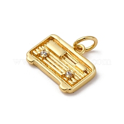 Brass Micro Pave Cubic Zirconia Pendants&nbsp;KK-P308-35G