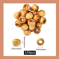 パインウッドビーズ  ラウンド  バリーウッド  20x15.5mm  穴：10mm  120個/セット&nbsp;WOOD-PA0001-03A
