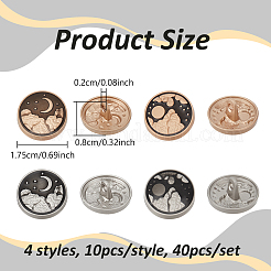 40スタイル 4スタイル 合金エナメルボタン  1穴  フラットラウンド  プラチナ·ゴールデン  17.5x8mm  穴：2mm  10個/スタイル&nbsp;FIND-NB0005-79A