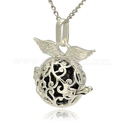 Silver Color Plated Brass Hollow Round Cage Pendants&nbsp;KK-J230-01S