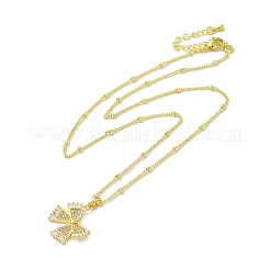 Brass Micro Pave Clear Cubic Zirconia Pendant Necklaces for Women&nbsp;NJEW-E106-20G-03